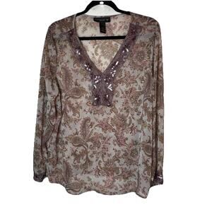 Vintage Lane Bryant Venezia Top Womens 14/16 Multicolor Boho Floral Shirt